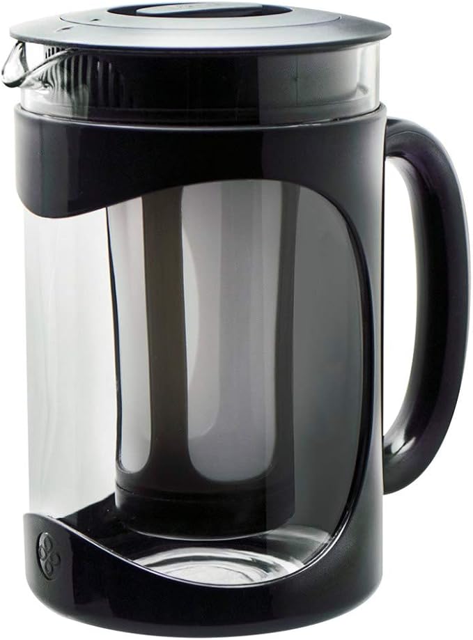 Primula Burke Deluxe Cold Brew Iced Coffee Maker, Comfort Grip Handle, Durable Glass Carafe, Removable Mesh Filter, Perfect 6 Cup Size, Dishwasher Safe, 1.6 qt, Black