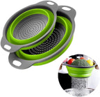 2 Pack Collapsible Colander Set, Emptycolor Foldable Collapsible Strainers for Kitchen, Small Round Colander with Base and Handles for Pasta, Fruit, Vegetables – Space-Saving Kitchen Strainer Baskets