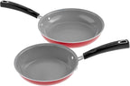 Cuisinart 54C-11R 11-Piece Ceramica XT Nonstick Cookware Set, Red/Stainless Steel