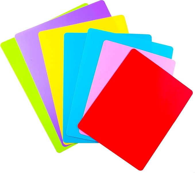 7 Pieces Flexible Cutting Board mats, Plastic Cutting Boards for Kitchen Cooking, Cutting board sheets for Meat and Vegetables, Dishwasher Safe