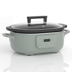 6 Quart Programmable Slow Cooker Removable Healthy Nonstick Pot - Small Kitchen Appliance for Family Dinners - Serves 6+ People - Heat Settings: Keep Warm Olive
