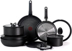 T-fal Ingenio Expertise Non Stick Cookware Set 14 Piece, Induction Oven Broiler Safe 500F, Detachable/Removable Handle, Kitchen, Pots and Pans, RV, Camping, Fry Pans, Saucepans, Dishwasher Safe Black