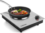 CUSIMAX Electric Hot Plates, 1500W Single Burner, Hot Plate for Cooking Electric Burner, Portable Countertop Burner, 7.4 "Stainless Steel Embedde Burner, For Home/Office/RV/Camp, Easy to Clean
