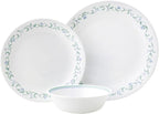 Corelle Dinnerware Set (12pc Set, Country Cottage)-Dinner Set for 4 4 x: Dinner Plates, Side Plates & Bowls 3 X More Durable, Half The Space & Weight of Ceramic up to 80% Recycled Glass, 1146844
