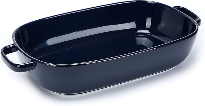 6 Quart Large Rectangular Baking Dish, 16x11 Inches Ceramic Baking Pan Casserole Dish for Cooking,Kitchen and Daily Use, Safe for Oven Microwave Refrigerator Disinfection Cabinet and Dishwasher,Blue