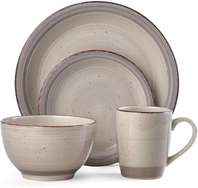 Pfaltzgraff Sadie 16-Piece Cream Dinnerware Set, Service for 4, Durable Stoneware Plates and Bowls with Classic Design, Microwave and Dishwasher Safe