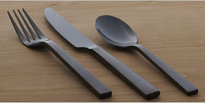 Oneida Silverware Set, Chefs Table Black 20 Piece Everyday Flatware Set, Service For 4, 18/0 Stainless Steel, Mirror Finish, Dishwasher Safe, Home And Kitchen Utensils Sets (Black, 20 Piece)