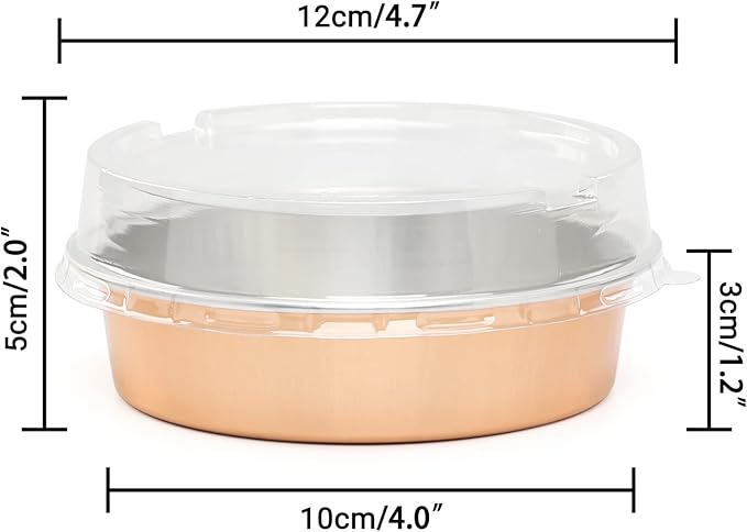 Beasea 20 Pack Mini Pie Pans, 4 Inch Rose Gold Aluminum Foil Tins with Lids, Perfect for Baking, Made of Premium Quality Aluminum, Lightweight and Homemade Friendly