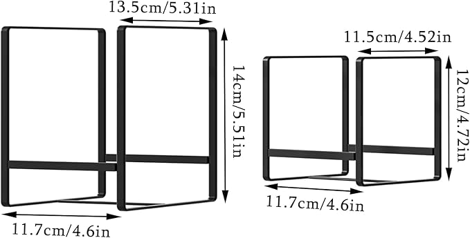 2 Large 2 Small Plate Organizers Holders Upright Cabinet Dish Drying Racks Metal Plate Dish Organizers Racks Stands for Countertop and Cupboard Black