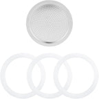 Sivaphe 9 Cup Stovetop Espresso Coffee Maker Replacement Infuser Parts Only for 450ml Aluminum Italian Moka Pot, 1 Filter and 3 Silicone Gasket Seals