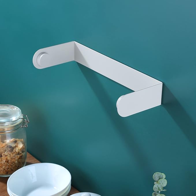 ZUNTO Paper Towel Holder Under Cabinet - Paper Towel Rack for Kitchen, Adhesive Paper Towel Holder SUS304 Stainless Steel(White)
