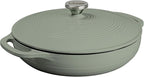 Lodge Essential Enamel Braiser - Refrigerator- & Oven-Safe up to 500° F - Heat-Retaining, Induction-Safe & PFAS-Free Enamel Cookware - 3.5 Quart, Desert Sage