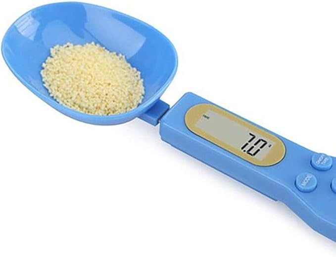 Meichoon Food Scale Spoon, Portable Kitchen Scale High Precision Steelyard for Home 1.1lb/500g(0.1g) Accurate Electronic LCD Digital Measuring Weighing Tools Kitchen Accessories C52 Blue