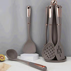 Kitchen Cookware Silicone Non-stick Cooking Tool Spatula Ladle Shovel Soup Utensils Set(D)