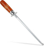 Knife Sharpener Rod, Kitchen Knives Sharpener Carbon Steel Professional Knife Sharpening Steel, Honing Rod with Hanging Holes (13 inches), N