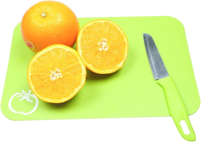 Small Flexible Plastic Cutting Board Mats, Cutting Boards Mats With Food Icons, Gripped Back and Dishwasher Safe, Set of 4 (7.5x11.4inch)