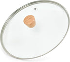 12 IN Glass Lid for Frying Pan and Pots, Tempered Replacement Cover with Wooden Handle Compatible for All Cookware for Skillets, Round Cast Iron, Cast Aluminium, Stainless Steel Pans & Pots