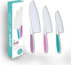 Tovla Jr. Kid Safe Knife Set for Real Cooking | 3-Piece Toddler Kitchen Knives | Montessori & STEM Cooking Tools Ages 4–12 | BPA-Free, Dishwasher-Safe | Christmas, Birthday & Stocking Stuffer Gift