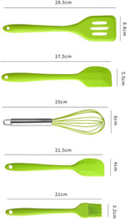 SUPVOX 5pcs Kitchen Silicone Utensil Set with Egg Whisk and Shovel, Nonstick Food-grade Silicone Cooking Gadgets for Baking and Home Cooking, Green