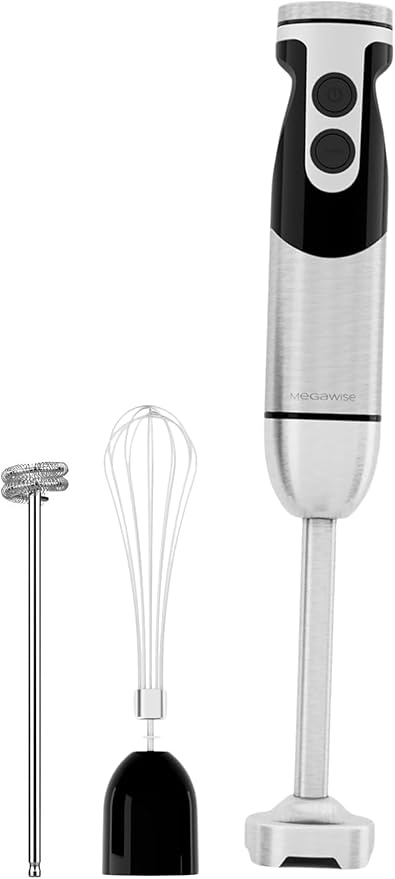 3-in-1 Immersion Hand Blender, Powerful MOTOR 12-Speed Stick Blender with Sturdy Titanium Plated Stainless Steel Blades