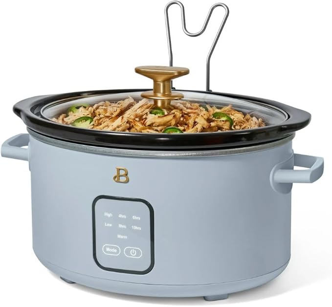 Beautiful 4-Quart Programmable Slow Cooker with Touch-Activated Display, Digital Timer, Keep-Warm Function & Removable Non-Stick Pot