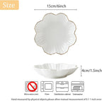 Porcelain Serving Dish,Ceramics Flower Relish Tray with Metallic Rim,Serving Bowls for Wedding,Party Perfect for Small Cereal, Pasta, Salad, Candy and Snacks White 6.6 inch (2pc-6.6 inch)