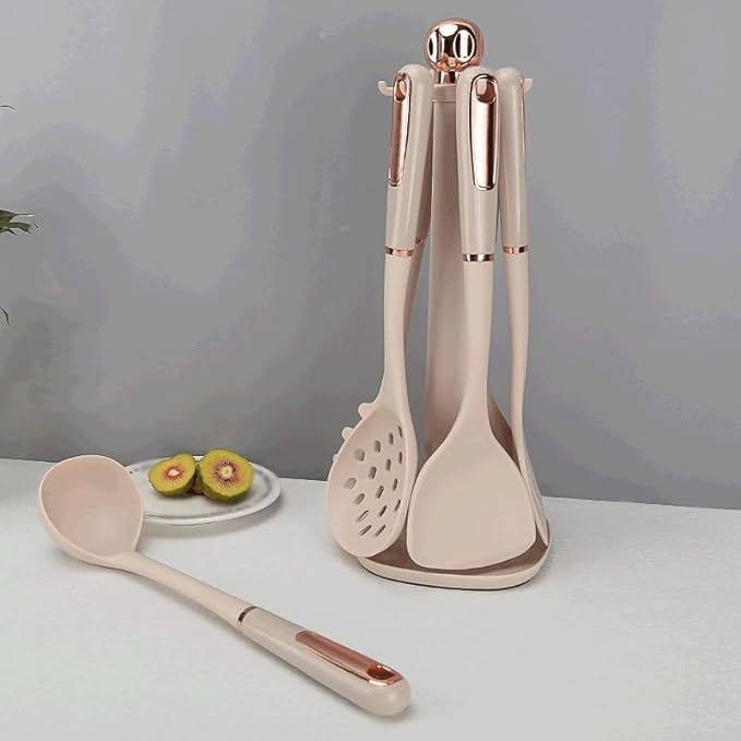 Kitchen Cookware Silicone Non-stick Cooking Tool Spatula Ladle Shovel Soup Utensils Set(D)
