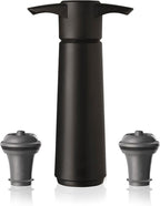 Vacu Vin Original Wine Saver with 2 Vacuum Bottle Stoppers – Black Wine Preserver Pump for Red or White Wine – Manual Air Remover System – Airtight Seal – Keep Wine Fresh Longer