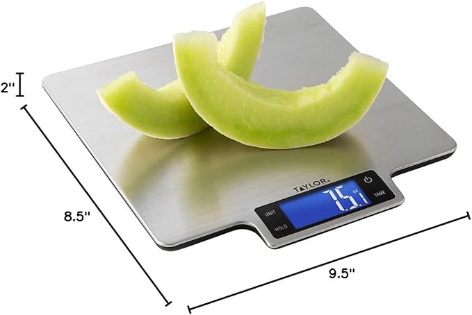 Taylor 22lb Ultra-Precise Digital Stainless Steel Household Kitchen Scale, One, Silver