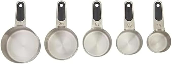 Farberware Professional Set of 5 Stainless Steel Measuring Cups, Precision and Ease in Every Scoop, Features Magnetic Handles for Easy Storage, Dishwasher Safe