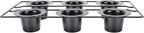 6 Cup Popover Pan Non Stick Carbon Steel Bakeware for Popovers Muffins with Wire Rack Deep Tapered Cups Even Baking