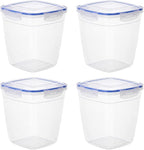 Superio Plastic Food Storage Containers with airtight Lid for Pantry, Fridge- BPA Free, Leakproof Sealed Container- Microwave, Dishwasher and Freezer Safe, Clear (20 Cup- 4 Pack)