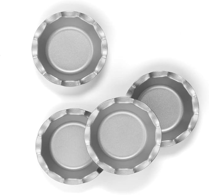 Cuisinart 4 Piece Fluted Tartlet Pan Set, Mini, Steel Gray
