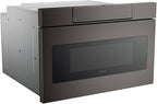 SHARP SMD2470AH Microwave Drawer Oven, 24-inch, 1.2 Cubic Feet, 950 Watt, Concealed Control Panel with Digital LCD Display, Black Stainless Steel