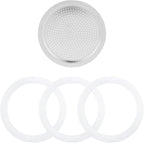 Sivaphe 9 Cup Stovetop Espresso Coffee Maker Replacement Infuser Parts Only for 450ml Aluminum Italian Moka Pot, 1 Filter and 3 Silicone Gasket Seals