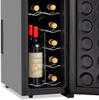 Wine Enthusiast 18-Bottle Slimline Dual Zone Wine Cooler - Energy Efficient Freestanding Wine Refrigerator - Upright Bottle Storage, Adjustable Thermostat, Digital Touchscreen (20.5” x 10.7" x 36.8”)