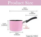 Mini Saucepan, 0.5QT Pink Nonstick Butter Warmer with Handle 2 Pour Spouts Multi Milk Pot Stockpot Practical Small Melting Pot