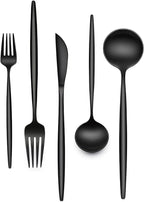 60-Piece 12 Setting Black Silverware, Food-Grade Stainless Steel Flatware Cutlery Set for Home, Office, Restaurant, Hotel