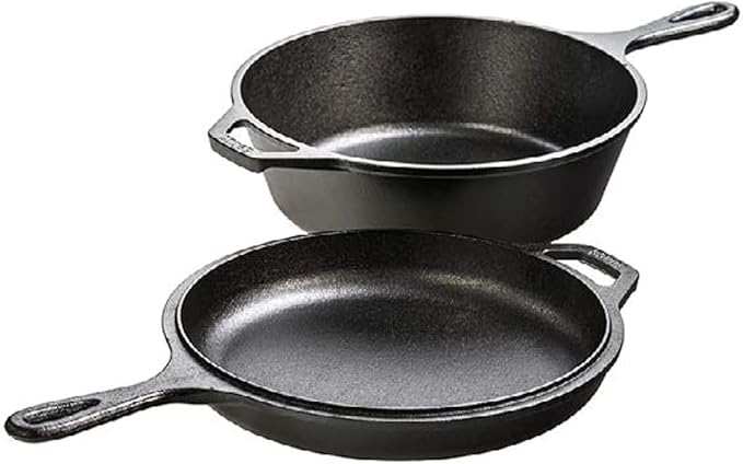 Lodge Cast Iron Combo Cooker - PFAS-Free 2-in-1 3.2 Quart Deep Pot and 10.25 Inch Skillet Set - Dutch Oven with Skillet Lid for Sourdough, Frying, and Camping - Made in the USA