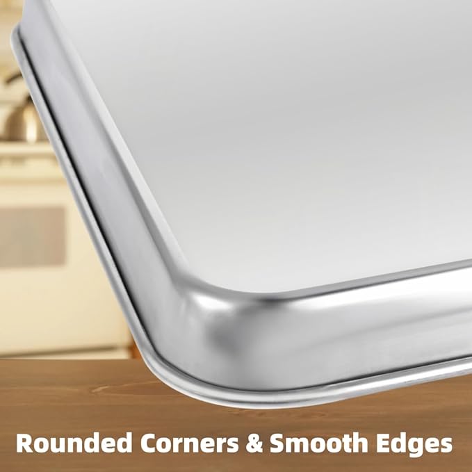 Baking Sheet Set of 3, Heavy-Duty Stainless-Steel Baking Pans, Cookie Sheets Cooking Trays for Oven, 3 Different Sizes (12/16/17.5 Inch)