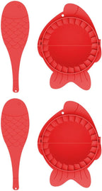 COLLBATH Dumplings Maker Molds Set 4pcs Plastic Dumpling Press Tools with Spoons for Wrapping Kitchen Gadget Cooking Supplies