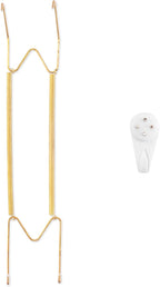 Plate Hangers for The Wall, Suitable for 16-20 inch Decorative Plate, Stainless Steel Wire Plate Holder with Wall Hooks and Rubber tip Protectors, Plate Hangers for Displaying Plates, Platter, Gold