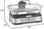 Cuisinart Cookfresh Digital Glass Food Steamer for Cooking, 5-Liter Vegetable Steamer with 5 Pre-Programmed Settings, Keep Warm Function, Audible Alert, Dishwasher-Safe Pot, STM-1000, Stainless Steel