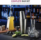 Cocktail Shakers Set, 14 Piece Stainless Steel Bar Tools Kit with Shaking Tins, Flat Bottle Opener, Double Bar Jigger, Hawthorne Strainer, Shot Glasses, Bar Spoon, and 6 Pour Spouts.