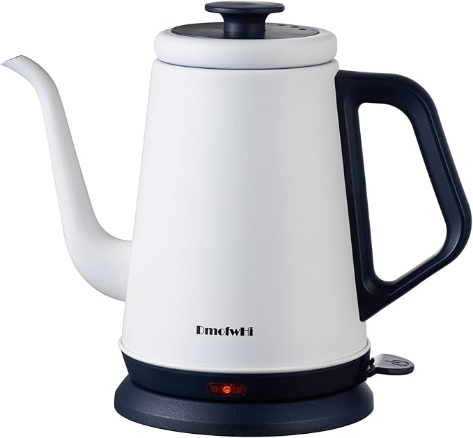 DmofwHi Gooseneck Electric Kettle(1.0L),1000W Electric Tea Kettle of 304 Stainless Steel,Auto Shut off,Coffee Kettle for Pour Over and Tea -White