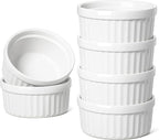 LE TAUCI Ramekins 4 OZ Oven Safe, Creme Brulee Ramekins, Pudding Custard Cups Souffle Ramiken, Dipping Sauce Dishes, Ceramic Ramekin Bowls Set of 6, White
