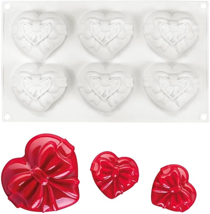 3D Bow Love Silicone Cake Moulds Fondant Decorating Tools Chocolate Pastry Molds Kitchen Baking Accessories (Heart G 11.8 X6.92 X1.4inch)