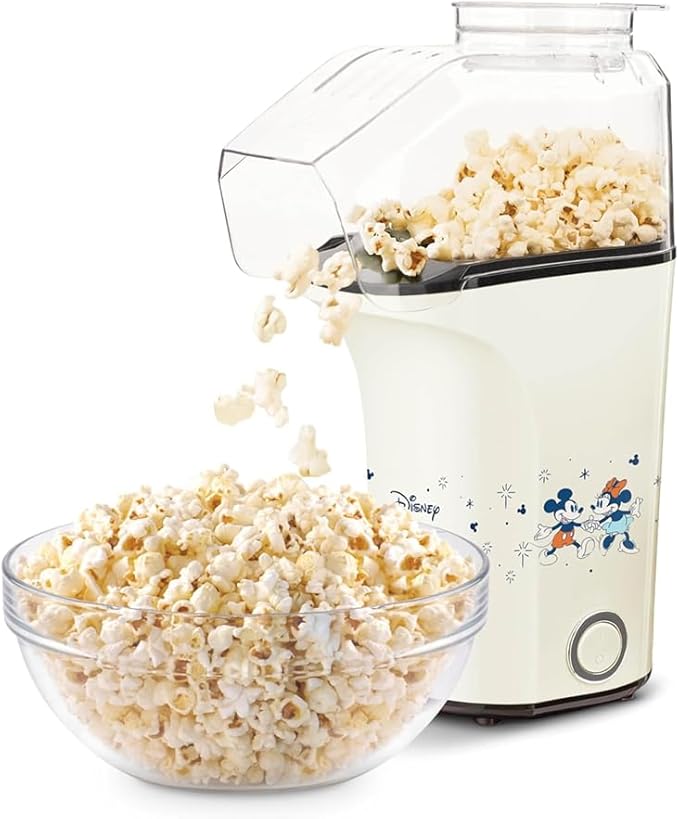 Disney DASH Fresh Pop Popcorn Maker - Oil-Free, Air Popcorn Popper - With Measuring Cup & Recipe Guide - Perfect for Movie Nights - 16 Cups, Mickey & Minnie Design