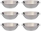 SET OF 6-6 1/2 Inch Wide Stainless Steel Flat Rim Flat Base Mixing Bowl