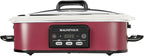 MAGNIFIQUE Small 4 Quart Casserole Programmable Slow Cooker with Ceramic Baking Dish - Perfect Kitchen Small Appliance for Family Dinners, Oven Safe and Durable Bakeware for Lasagna, Roasts (Red)
